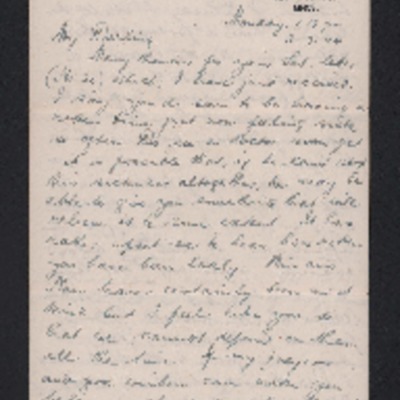 Letter to his wife from Herbert Gray 